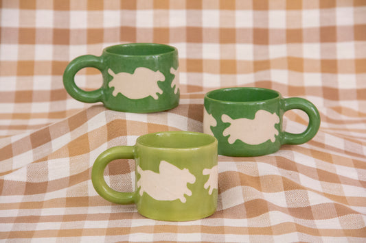 rotund running horse mug